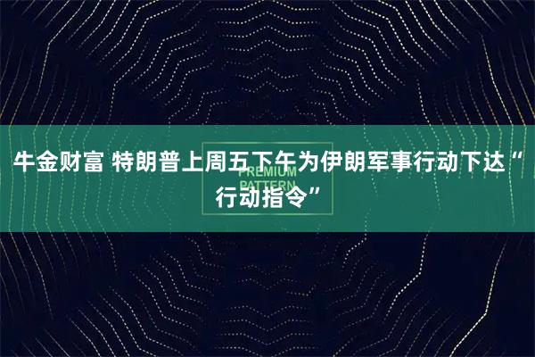 牛金财富 特朗普上周五下午为伊朗军事行动下达“行动指令”