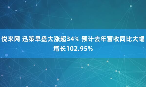 悦来网 迅策早盘大涨超34% 预计去年营收同比大幅增长102.95%